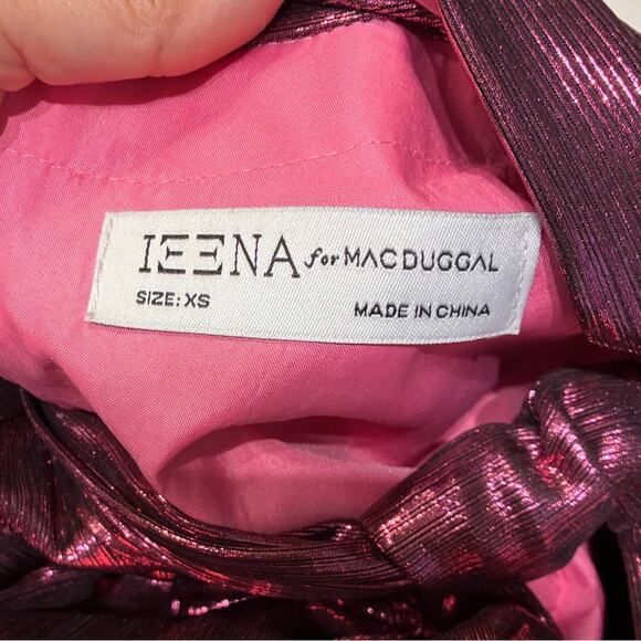 NWT Mac Duggal 30758 Rose Metallic Keyhole Long Sleeve Pleated Maxi Dress Sz XS - Picture 10 of 15